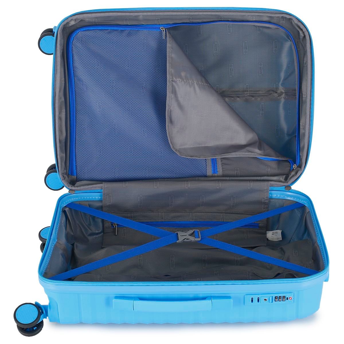 Travel Mate 53cm Hard Shell Zipper 8 Wheel Xbag Cabin Trolley TSA L-349 C - Aqua Blue - Image 4