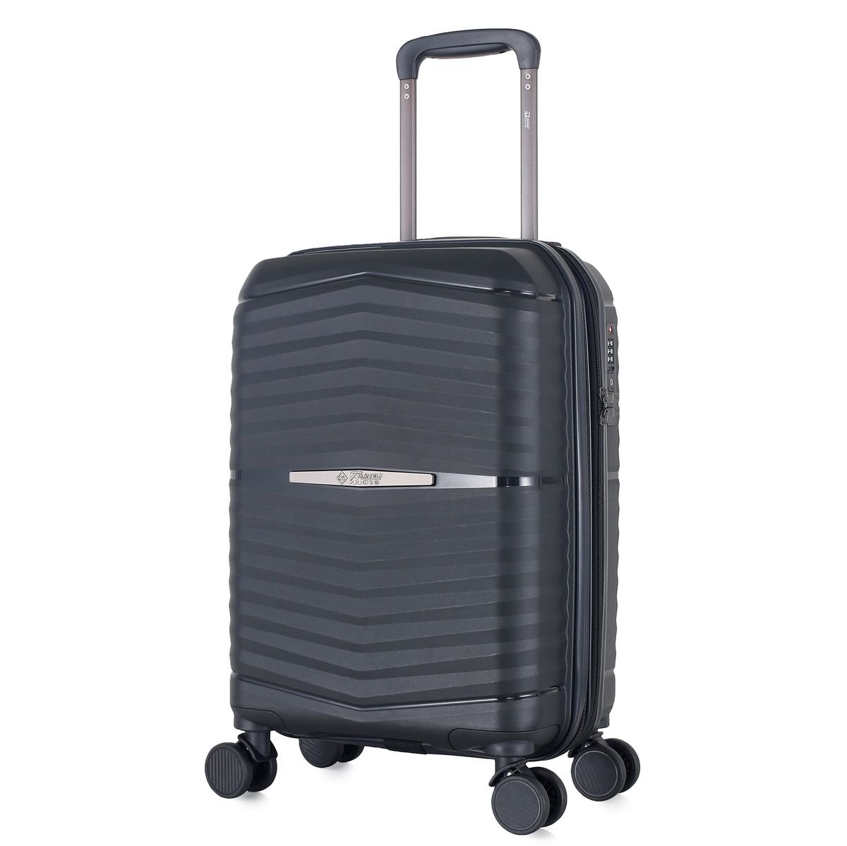 Travel Mate 53cm Hard Shell Zipper 8 Wheel Xbag Cabin Trolley TSA L-349 C - Black