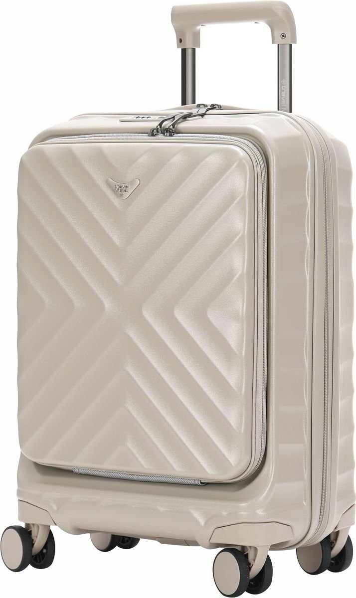TravelMate 55cm Hard Shell Zipper 8 Wheel Xbag CABIN Trolley TSA L-350 C - Beige