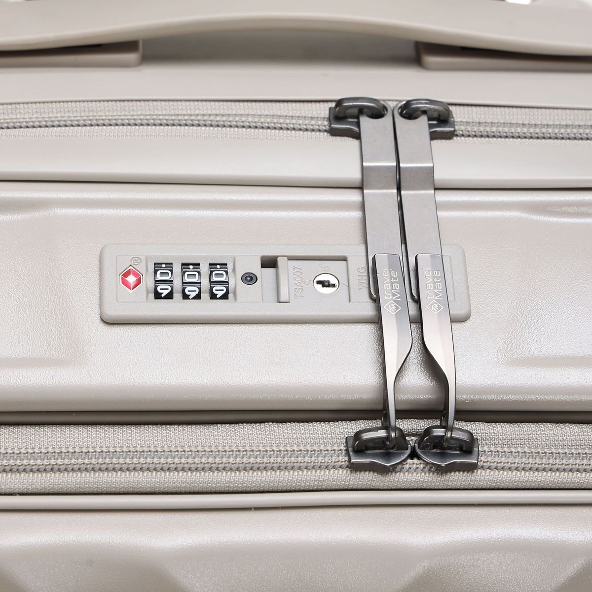 TravelMate 55cm Hard Shell Zipper 8 Wheel Xbag CABIN Trolley TSA L-350 C - Beige - Image 4