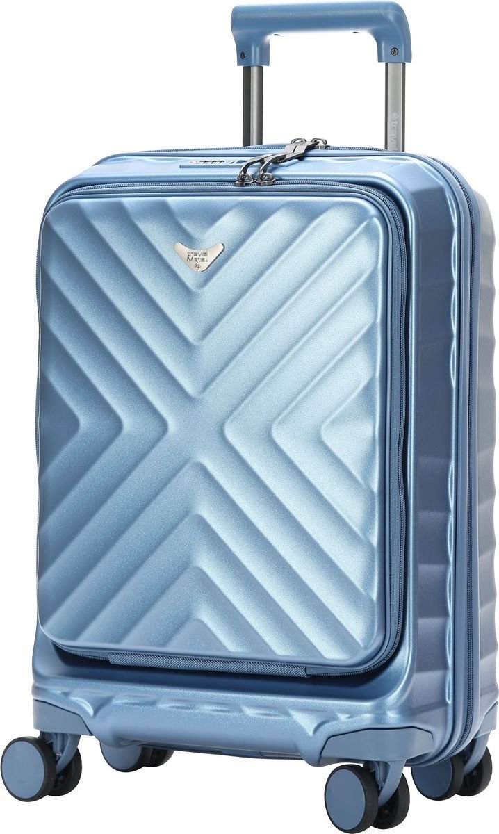 TravelMate 55cm Hard Shell Zipper 8 Wheel Xbag CABIN Trolley TSA L-350 C - Blue - Image 2