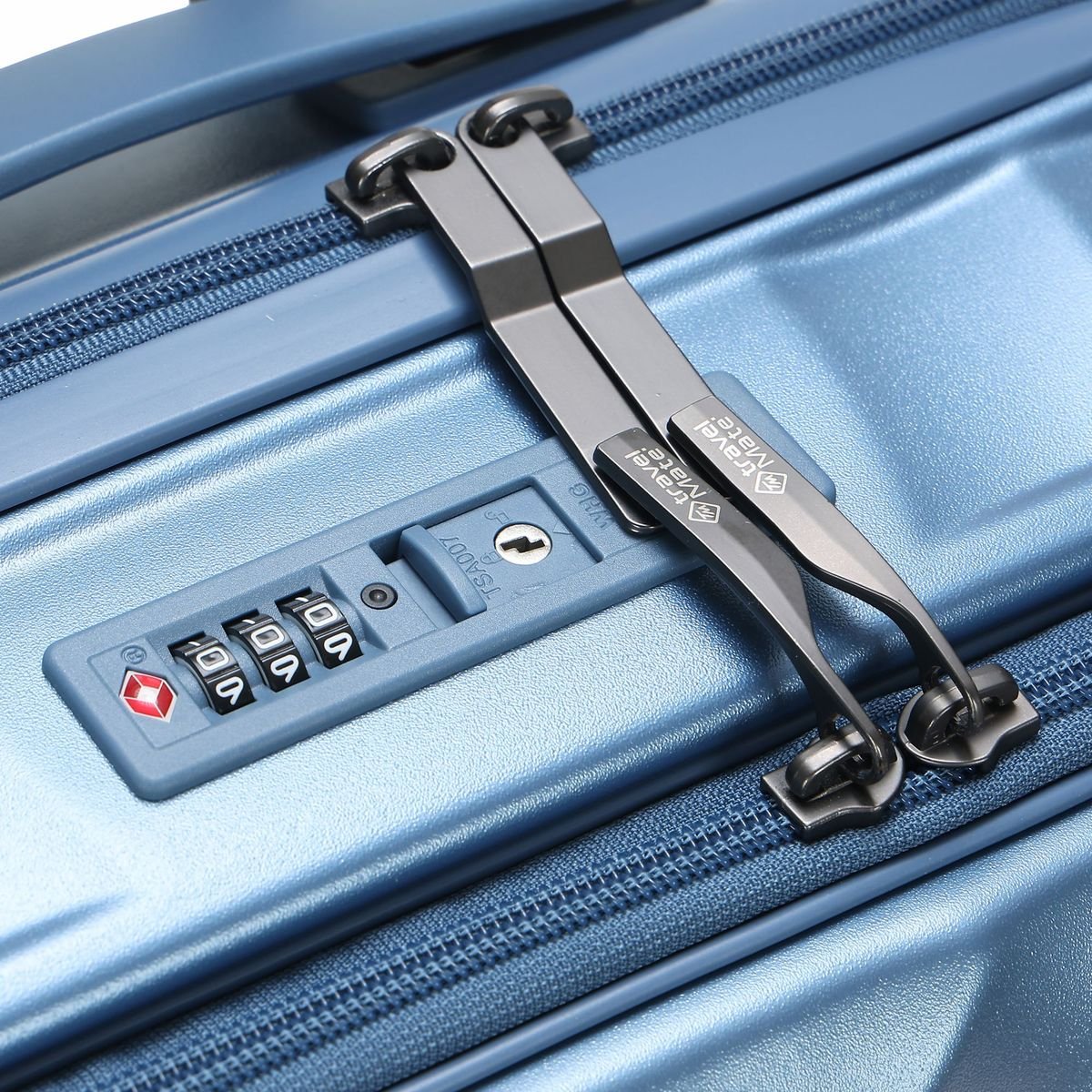 TravelMate 55cm Hard Shell Zipper 8 Wheel Xbag CABIN Trolley TSA L-350 C - Blue - Image 3