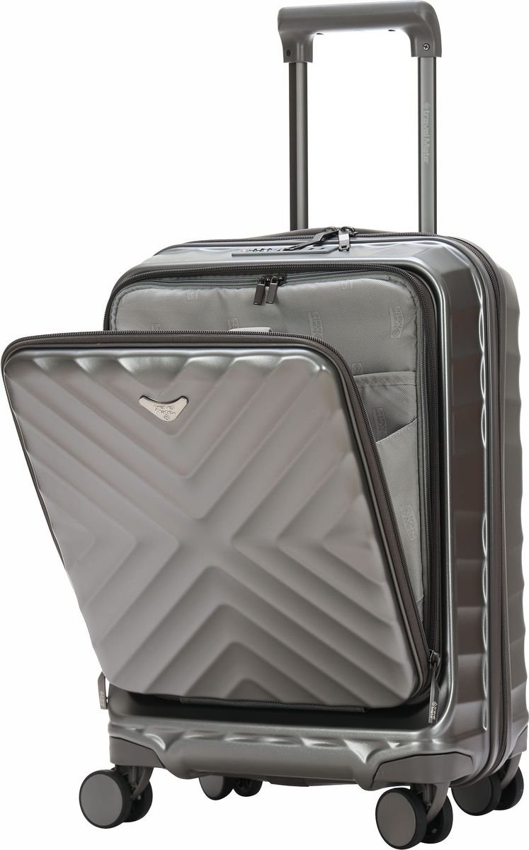 TravelMate 55cm Hard Shell Zipper 8 Wheel Xbag CABIN Trolley TSA L-350 C - Grey