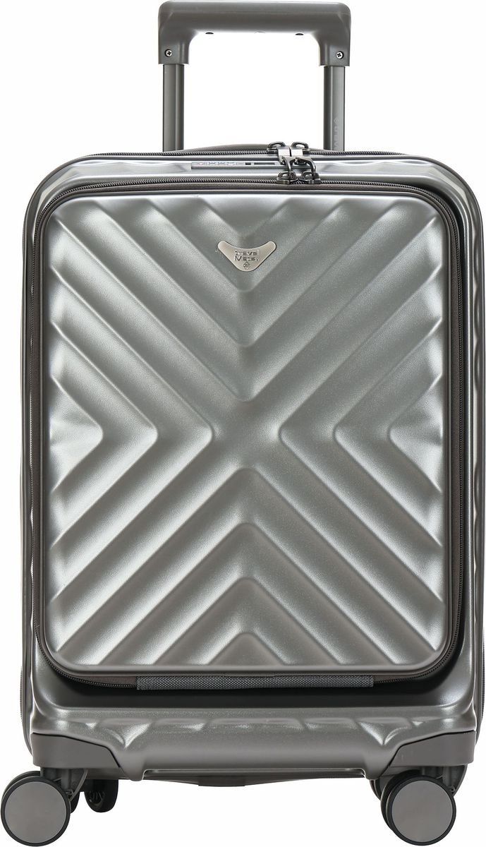 TravelMate 55cm Hard Shell Zipper 8 Wheel Xbag CABIN Trolley TSA L-350 C - Grey - Image 2