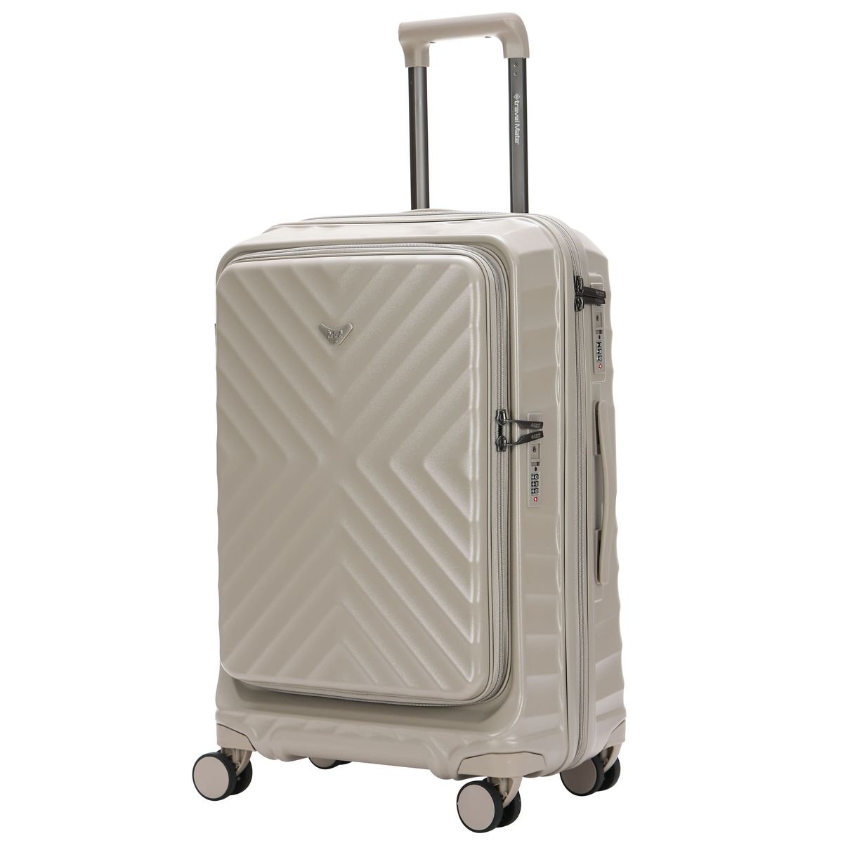 TravelMate 66cm Hard Shell Zipper 8 Wheel Xbag MEDIUM Trolley TSA L-350 B - Beige