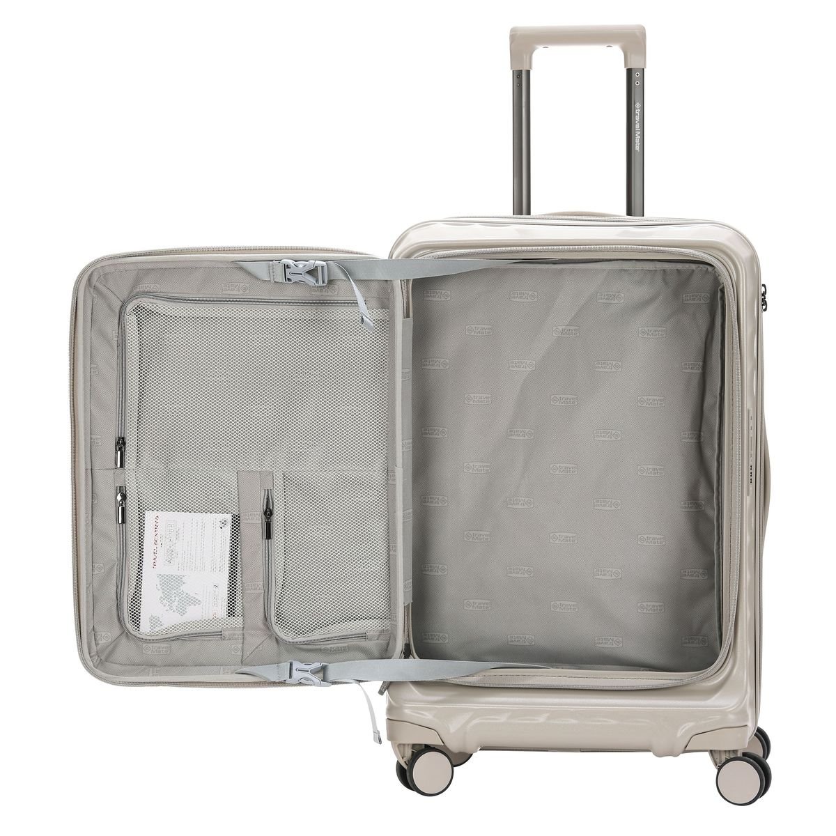 TravelMate 66cm Hard Shell Zipper 8 Wheel Xbag MEDIUM Trolley TSA L-350 B - Beige - Image 8