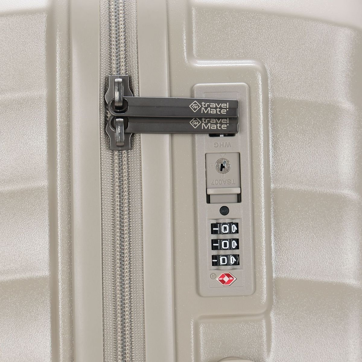 TravelMate 66cm Hard Shell Zipper 8 Wheel Xbag MEDIUM Trolley TSA L-350 B - Beige - Image 5