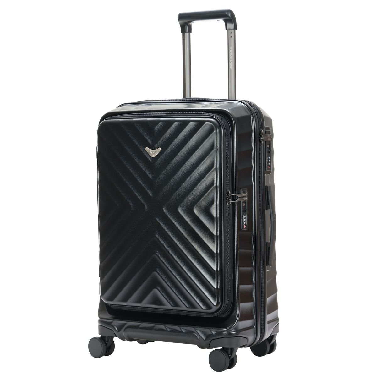 TravelMate 66cm Hard Shell Zipper 8 Wheel Xbag MEDIUM Trolley TSA L-350 B - Black